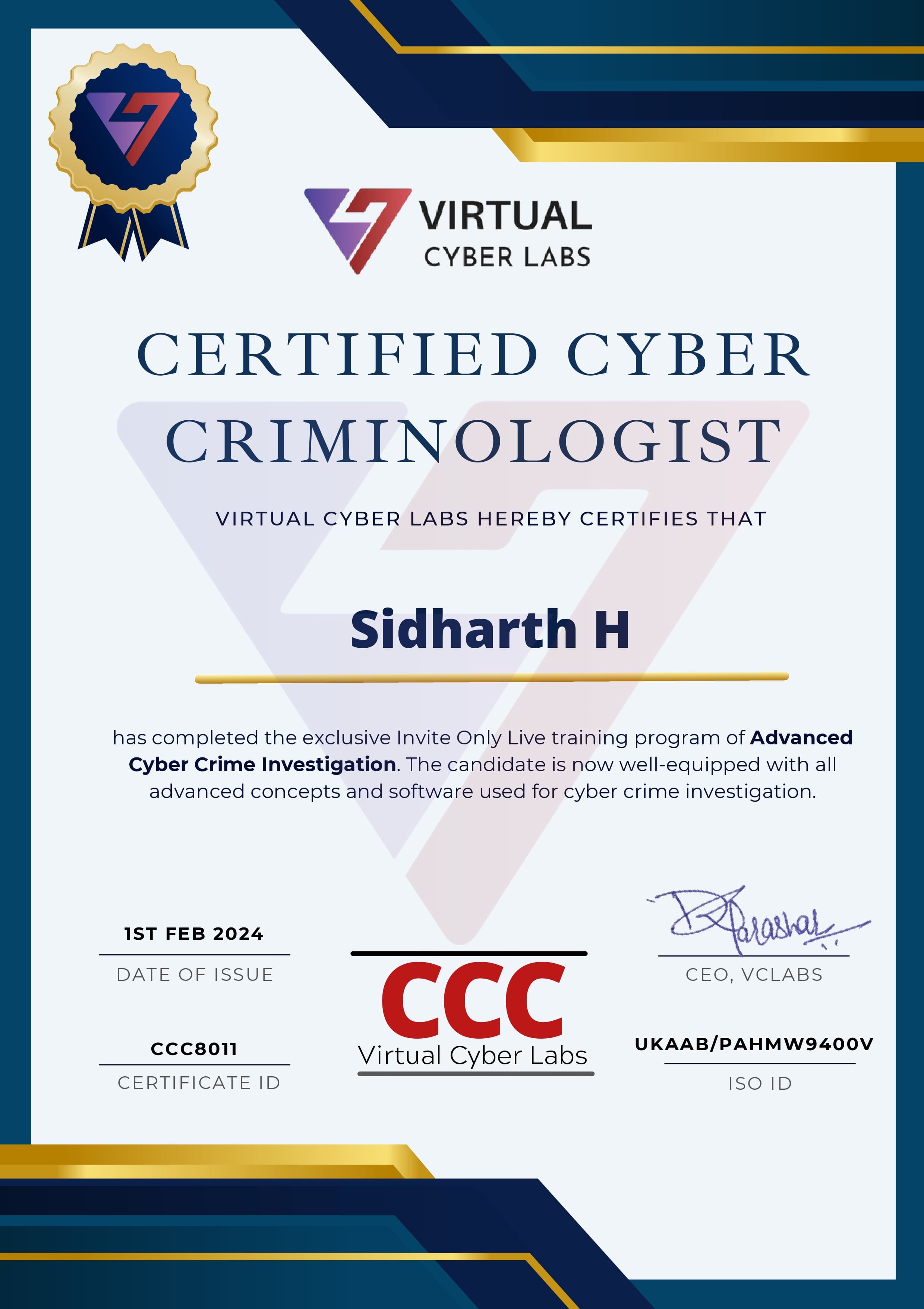 Certified Cyber Criminologist (CCC)